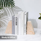 Faticdorr Luxury Marble Bookends for Shelves, 11LB Heavy Duty Marble Book Ends for Heavy Books, Stone Bookends Decorative, Polished, Orange Triangular, Set of 2