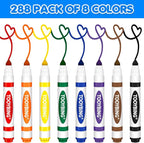 TooyBing Washable Markers Bulk (288 Count), 8 Assorted Colors, Washable Markers for Kids Classroom School, Broad Tip Durable for Back to Classroom Art School Supplies Essentials