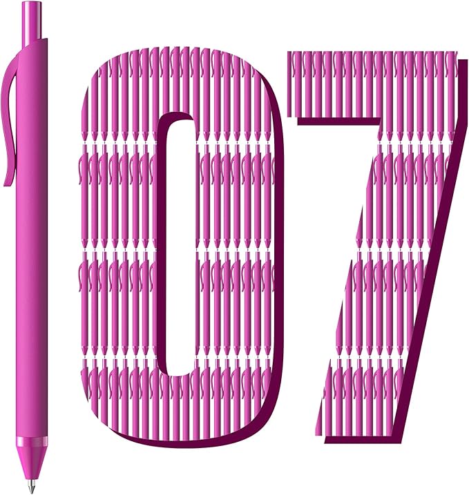 JIMMIDDA Ballpoint Pens Bulk - 107 Pcs Black Ink Pens in Bulk | 1.0 Medium Point Smooth Writing, Retractable No Bleed Ball Point Pen for Men Women (Pink Barrel)