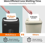 VidaTeco Paper Shredder for Home Office Heavy Duty with 60 Mins Running with US Patented Cutter,Shred CD/Card with Extra Large Bin,AUTO Jam Proof(ETL) (25-Sheet Cross Cut)
