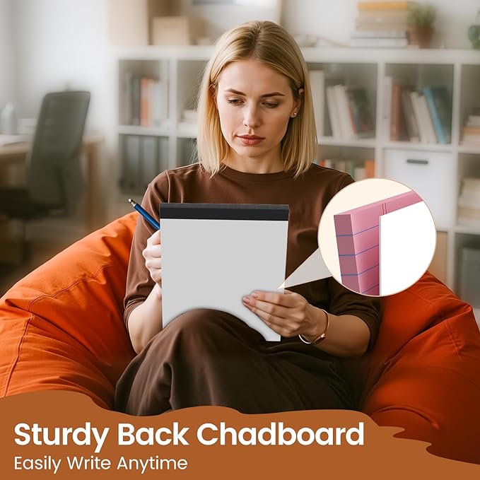 2 Pack Legal Pads 8.5 X11, College Ruled Notebook, 100 Sheets Pink Note Pad, Writing Pads 8.5x11, Tear Off Notepad, Lined Paper, Notebook Paper for Office Home School, 50 Sheet/Pad