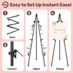 VAIIGO 2Pack Black Easel Stand for Sign & Poster - 63" Adjustable Metal Display Easels for Wedding Welcome Signs, Painting, Canvas, Art & Picture - Portable Folding Tripod with Carry Bag, Holds 5 Lbs