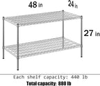 Regal Altair 24" Deep x 48" Wide x 27" Height Wire Shelving Kit | 2-Tier | NSF Commercial Storage Rack Unit