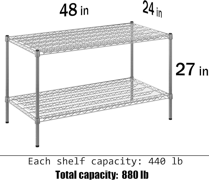 Regal Altair 24" Deep x 48" Wide x 27" Height Wire Shelving Kit | 2-Tier | NSF Commercial Storage Rack Unit
