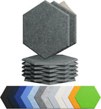Amantech 12 Pack Acoustic Panels Self Adhesive Sound Proof Foam, High Density Sound Acoustic Foam Panel, 12X10.23X0.4 Inch Hexagon Wall Panels in Home,Office,Reccording Room,Studio(Moonlight Grey)