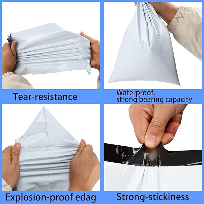 newlng 300pcs 10x13"/250x350mm+50mm Poly Mailers Shipping Bags Mailing Bags White Shipping Envelopes Self-sealing Adhesive Waterproof and Tear-Proof Packaging Bags poly bag for Clothing Books Gift