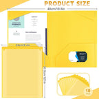 Henoyso 18 Pcs Plastic Folders with Clear Front Pockets Heavy Duty File Folders with 2 Pockets and Card Slot for Student Communication School Office Presentation Report (Yellow)