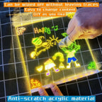 CAPOT Acrylic Dry Erase Board with Light 5.9 X 5.9” Light up Dry Erase Board with Stand as a Glow Memo LED Letter Message Board Led Note Board White Board with 7 Color Pen for Office School Home