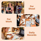 XYark Line Hardcover Spiral Notebook with Removable Dividers Tabs & Ruler, 5 Subject Notebook College Ruled, 300 Page, Large 8"x10" B5 Notebooks for Work School, Lined Journal for Women & Men, Black
