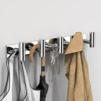 VAEHOLD Hat and Coat Wall Mount Rack - Hooks for Robes, Bags, Keys, and Towels - Bathroom Towel Hanger Organizer (Polished Chrome, “T“ Shape 5 Hooks 2 Pack)