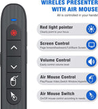 DINOSTRIKE Wireless Presenter Remote with Air Mouse Control, Rechargeable USB A&C Presentation Clicker PPT Pointer RF 2.4GhZ PowerPoint Clicker Slide Advancer for Computer Laptop Mac