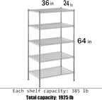 Regal Altair 24" Deep x 36" Wide x 64" Height Wire Shelving Kit | 5-Tier | NSF Commercial Storage Rack Unit