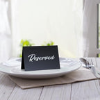 10 Pack Black Reserved Table Signs for Wedding - 3x4 Cardstock Silver Foil Reserved Seating Signs for Weddings - Double Sided Reserved Signs for Tables - Restaurant Table Tent Reservation Cards