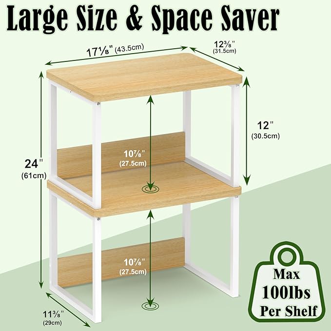 MARTY Desktop Printer Stand 2 Pack Printer Stand with Storage for Desk, Shelf Organzier for Home/Office Printer Riser Under Desk Small Table for Printer Fax Machine Scanner(Maple)