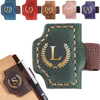 Personalized Mark Bookmark with Pen Holder, Leather Magnetic Book Marker 26 Letters,Custom Initials Page Marks, Gifts for Book Lovers Readers Men Women (Green, L)