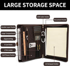 Geslun Personalized Genuine Leather Portfolio, Legal Size 8.5 x 14 Pad Holder, Custom Engraved Business Padfolio for Men Women, Zippered 14" Laptop Organizer, Professional Notepad Folio, Dark Brown