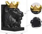 Kakizzy Book Ends Decorative, Lion Bookends for Shelves, Animal Book Stopper Decorative, Modern Book Ends for Heavy Books, Lion Figurines Statues Indoor, Unique Book Lover Gift(Black Lion)