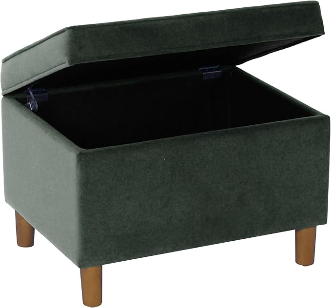 Spatial Order Home Decor | Dinah Collection Modern Storage Ottoman | Ottoman with Storage for Living Room & Bedroom(Loden Green Velvet)