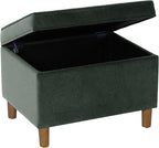 Spatial Order Home Decor | Dinah Collection Modern Storage Ottoman | Ottoman with Storage for Living Room & Bedroom(Loden Green Velvet)