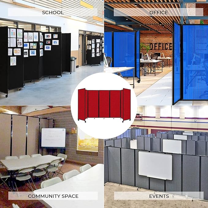 Versare Room Divider 360 Portable Wall Partition | Folding Panels | Large Freestanding Divider | Locking Wheels | Temporary Room Separator | 14' x 7'6'', Warm Pebble