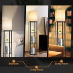 RUNTOP Floor Lamp with Shelves, Shelf Lamp with 3 Color Temperature LED Bulb,Floor-Lamp for Living Room, Modern Tall Standing Display Shelf Floor Lamps for Bedroom, Office (Black)