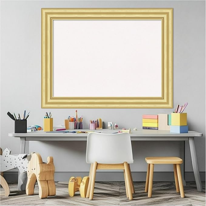 Amanti Art White Cork Board for Wall, 25x33 Vision Board with Gold Frame, Medium Corkboard Office Decor for Home Organization, Traditional Corkboard Pinboard to Display Items for Home Organization