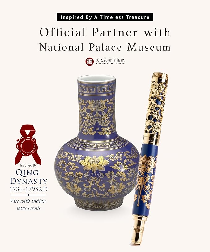 ARTEX Luxury Fountain Pen Set With Stand - Museum Art Collections - Crafting Timeless Beauty - the Best Gift & Office Desk Decor, German SCHMIDT Fine Nib, Solid Metal & Marble Texture