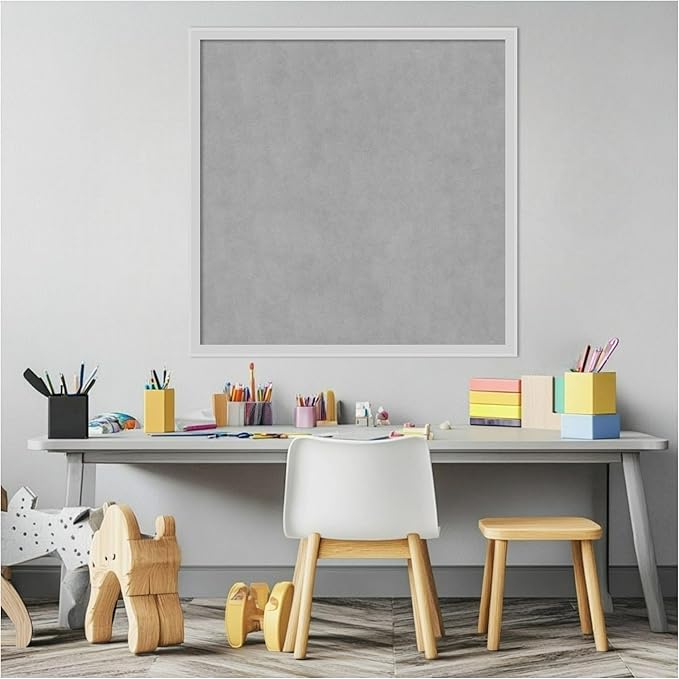 Amanti Art Silver Framed Magnetic Board 25x25 Medium Vision Board for use with Magnets, 100% Metal Sheet to Display Items as Office Decor or for Home Organization in mudroom, Kitchen or Kids Room