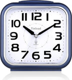 Tinload 5.5" Large Analog Alarm Clock Silent Non Ticking, Gentle Wake, Beep Sounds, Increasing Volume, Battery Operated Snooze and Manual Light, Easy Set, Blue