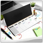 MOSA BEAR Undated Weekly Planner, 60-Week Horizontal Layout Desk Planner Daily To-Do List Pad for Office, Home & School Professionals & Students, Black (5.4" x 12")