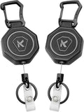 koorito 2 Pack Heavy Duty Retractable Badge Holder Key Reel with 31.1' Retractable Cord, Black