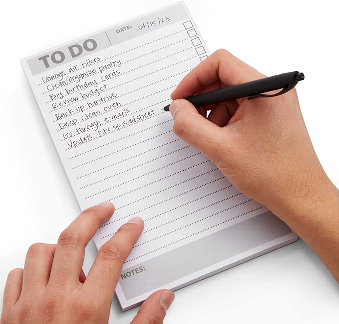 Paper Junkie To Do List Notepad - 8.5 x 5.5 in, White, 6-Pack - Office Desk Pad for Daily Reminder Checklist - Easy-Tear Sheets for Daily Task Planning