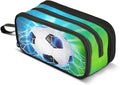 BOENLE Soccer Football on Field Pencil Case Box Boys Girls Large Pencil Pouch with Zipper Compartments Big Capacity Stationery Pen Bag Organizer for Kids Teens Adults School