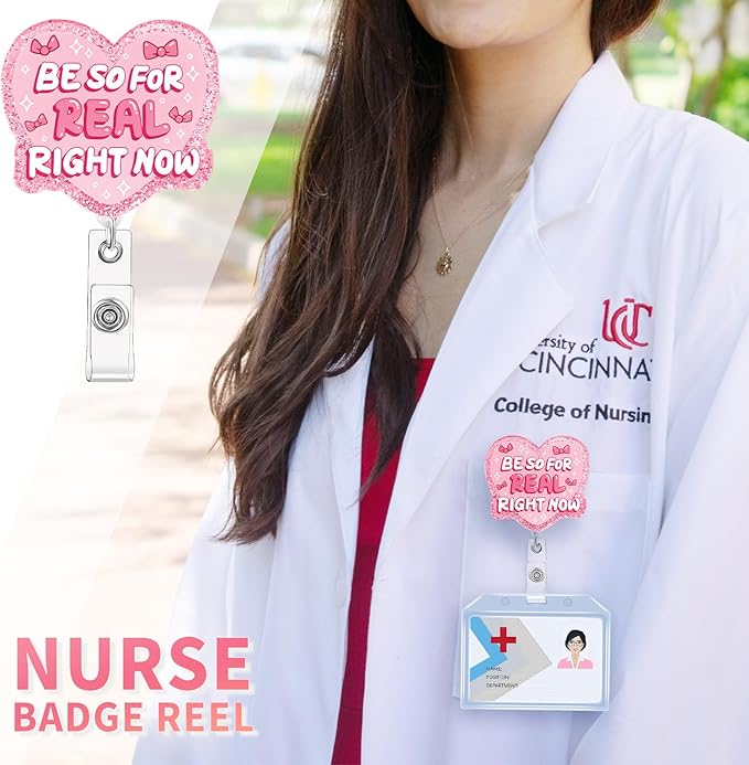 Aoryalps Retractable Badge Reel Holder Retractable with ID Clip for Nurse Nursing Name Tag Card Nursing Student Teacher Doctor Medical Assistant Work Office Clip-Gifts for Nurse