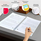 Rosmonde 5 Subject Notebook Wide Ruled, 6 Pack, 300 Pages (150 Sheets), 8 x 10-1/2", 5 Subject Spiral Notebook with Dividers, Thick Paper Fights Ink Bleed, 3 Hole Punched, Spiral Notebooks for School