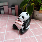 RhyNSky Panda Manual Sticker Dispenser Postage Stamp Roll Dispenser Holder for Desk, Stamps NOT Included, 1.18" Core, Black, C03
