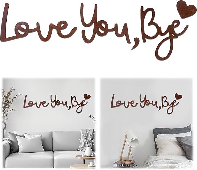 Home Decor Large Brown Love You Bye Wood Sign Boho Decor Wall Decor Express Love&Warm for Family Lover Living Room Farmhouse Wall Art Housewarming Gift Hallway Entryway Above Door Topper Decoration