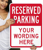 SmartSign 24 x 18 inch Custom “Reserved Parking” Metal Sign - Add Text, 80 mil Laminated Rustproof Aluminum, Red and White, Made in USA