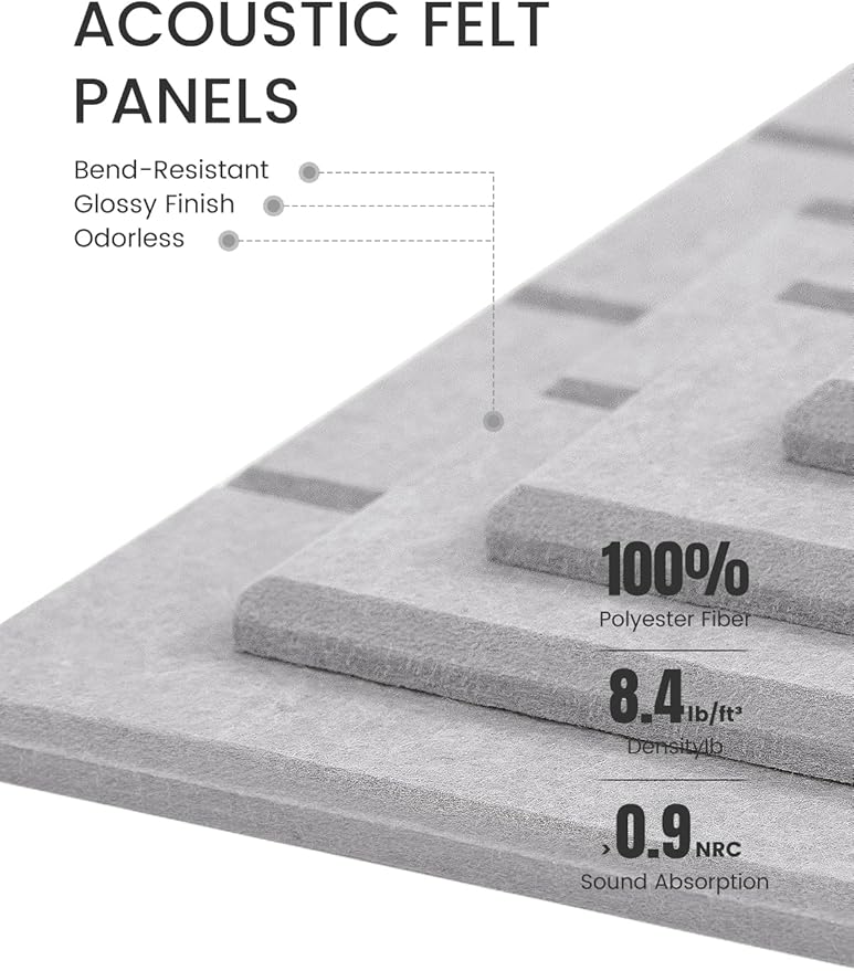 Fluxynara Felt Bulletin Board Tiles -28"x18" with 40 Adhesive Tabs, Cork Board Alternative for Office Decor, Push Pin Board Wall Organizer 6-Pack (Soft Gray)