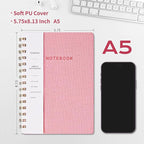Oneirom Spiral Notebook, Pink Notebook-6.1x8.2 Inch College Ruled Journal with Inner Pockets and 160 Pages, PU Leather Cover Business Journal, Twin-Wire Binding Notebook Perfect for Office & Home