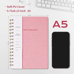 Spiral Notebook-5.75" x 8.125" College Ruled Journal with Inner Pockets and 160 Pages,PU Leather Cover Business Journal, Twin-Wire Binding Notebook Perfect for Office & Home School Supplies 3 pack Pink/NavyBlue/Black