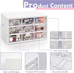 Desk Storage Organizer with 9 Drawers, FODIENS Stackable Desktop Craft Drawer Cabinet, Clear Storage Box Caddy for Makeup Jewelry Office Craft Supplies (9.84×6.3×5.9in) (White)