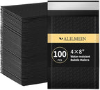 Alilmein 4×8" Inch Bubble Mailers 100 Pack Small Bubble Mailers Waterproof Padded Envelopes Self Seal Adhesive Shipping Bags for Mailing Cards Jewelry Makeup and Small Business Packaging