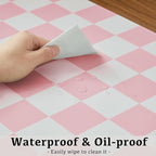 Ohocut Checkered Desk Mat, 31.5" x 15.7" Large Cute Pink Aesthetic Girl Women Accessories, PU Leather Computer Laptop Desk Mat, Mouse Keyboard Pad, Desk Writing Makeup Mat for Vanity Work/Home Decor