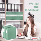 Henoyso 12 Pcs 3 Ring Binder 2 Inch Round Fits Letter Size 8.5'' x 11'' Paper Plastic Flexible Binder Bulk Holds 490 Sheets with 1 Pockets Versatile Organizer for Home Office School (Sage Green)