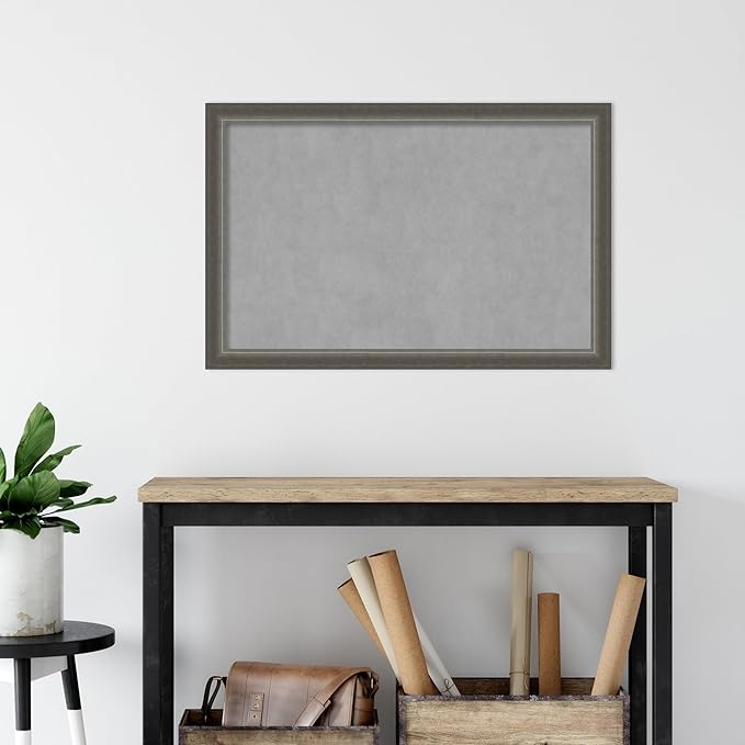 Amanti Art Silver Framed Magnetic Board 23x35 Large Vision Board for use with Magnets, 100% Metal Sheet to Display Items as Office Decor or for Home Organization in mudroom, Kitchen or Kids Room