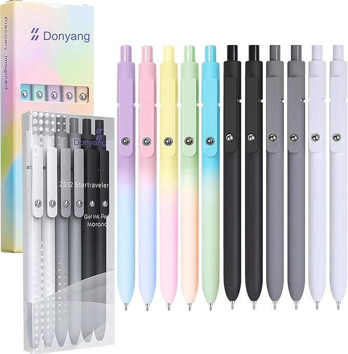 Donyang 11pcs 0.5mm Gel Pens Cute Black Ink Fine Point Pens With Smooth Writing, Quick Dry Pens For Journaling,Teacher Work Desk Accessories Office Supplies for Men Women, Stocking Stuffers