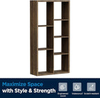 Jpiziso 7 Cube Storage Organizer, Cube Shelf with Heavy-Duty Thick Boards, 25.12" L x 9.37" W x 48.74" H, Smooth Easy-Clean Panels, Simple Assembly, for Living Room Bedroom Office, Brown