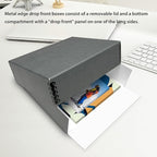 Lineco Museum Archival Storage Box, 20.75x24.75x3 in. Drop Front Design. Acid-Free with Metal Edge. Organize Photos, Pictures, Prints, Documents, Crafts, DIY. Gray, 2 Pack
