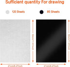 Carbon Paper Tracing Paper for Tracing - PSLER 120 Pcs White Translucent Tracing Paper and 100 Pcs Black Graphite Paper On Wood Fabric Artist Lettering Sketch Canvas Drawing A4 Size 8.5 X 11 Inch